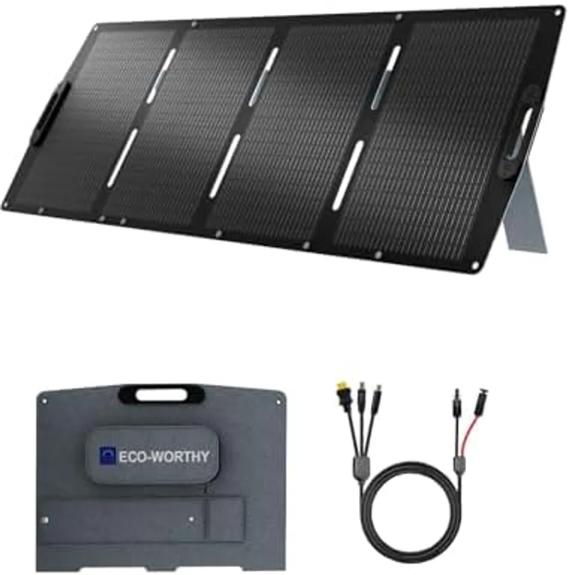Panel solar portátil 200W ECO-WORTHY: kit de cables incluidos, cable MC4 de 1,5 m y cable 3-en-1 con conectores XT60, DC7909 y DC8020