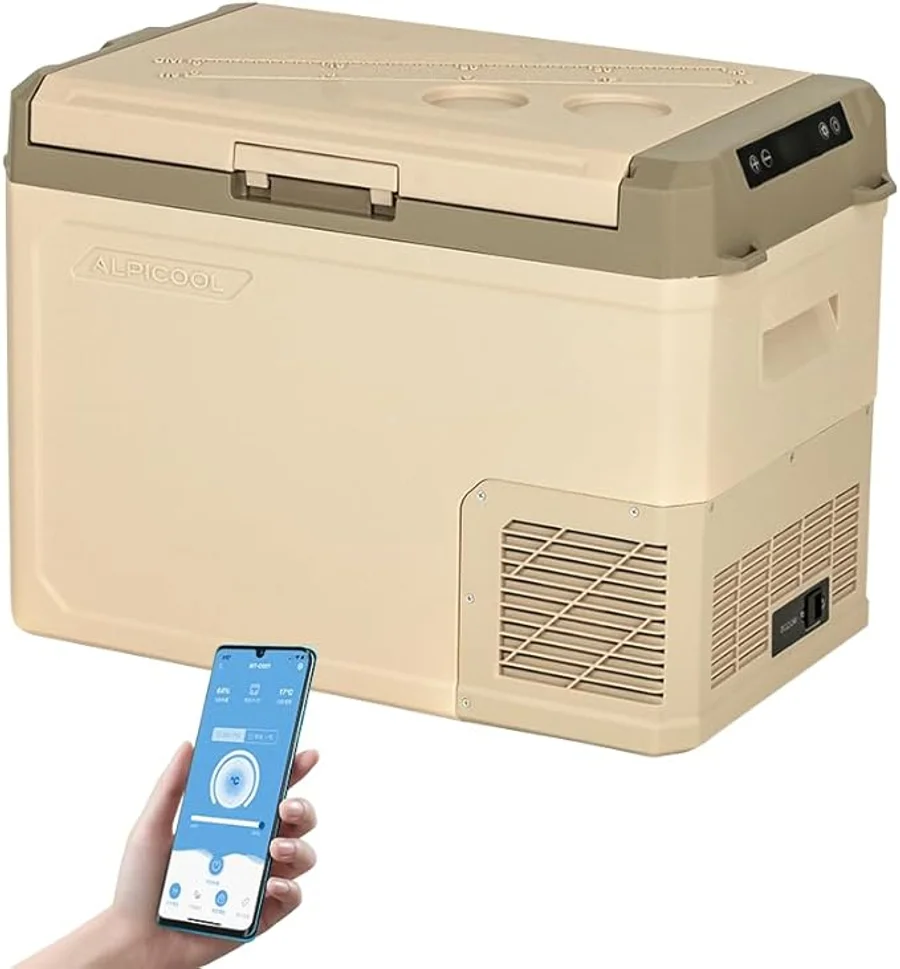 Alpicool GE40 40L Nevera Portátil Eléctrica Refrigerador de Coche 12V 24V Mini frigorífico CA 220v para Hogar, Camping, Viajes, Automóvil, -20ºC a 20ºC