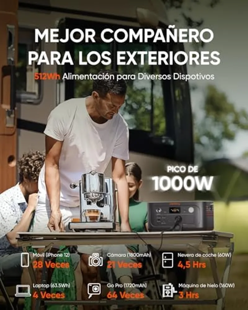 Jackery Explorer 500 v2 con asa plegable ergonómica, mostrando la tecnología CTB que reduce el tamaño un 27% respecto a la generación anterior