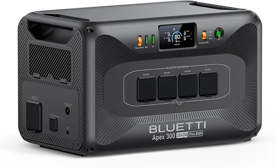 BLUETTI Apex 300 Generador Solar, 2764,8Wh Batería LFP de Respaldo con 4 Salidas CA de 3840W (7680W Pico), Arranque en Negro, Energía Modular para el Hogar, Autocaravanas y Emergencias